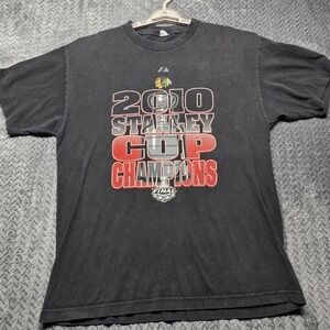 2010 Chicago Blackhawks Stanley Cup Champions T Shirt Alstyle NHL Finals L Black